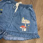 Disney  Peter Pan Tinker Bell Denim Ruffle Tinker Bell Embroidery Shorts Sz Large Photo 3