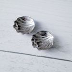 Vintage Stud Earrings Silver Tone Shell Design 7/8" Beach/Seaside Theme Photo 3