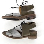 P. Monjo Roman Style Slingback Sandals Lace Up Silver Tan Leather Womens Size 36 Photo 3