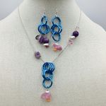 Handmade Artistic Jewelry Set “Circular “ By Haobalabu Blue Tone Multicolor Gemstones Photo 0