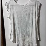 Torch Blue White Paris Love Cropped High Low Short Sleeve T-Shirt Photo 4