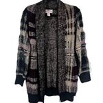 Anthropologie Oliver Open Cardigan Madras Plaid Fuzzy Cozy 90’s Y2K Sz Large Photo 0