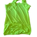 Vintage Neon Green Cycling Jersey Long Sleeve Full Zip Pockets Made in USA Yellow Size L Photo 2