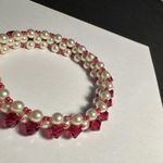Women’s Handmade Pink Bead Faux Pearl Beaded Bracelet 7 1/2 Inch Photo 4