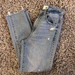 Garage  straight Jeans Size 1 Distressed Medium Wash Mid Rise Raw Hem Photo 0