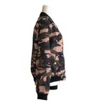 Miss London Jacket Coat Pink Olive Black Quilted Camouflage Bomber Coat Large Photo 3