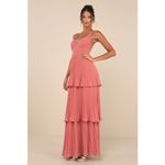 Lulus NWT  Luxe Perfection Rusty Rose Pleated Tiered Backless Maxi Dress Sz XXL Photo 7