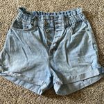 EXPRESS Paperbag Waist Light Blue Denim Shorts Photo 0