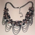 Gunmetal Gray Dark Metal Black CZ Rhinestone Boho Chunky Statement Necklace Photo 3