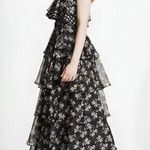 Jill Stuart Jill Black Floral Printed Kiera Ruffle Gown Suze 8 Photo 0