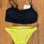 ANDIE  Bikini Set Maui Top Cheeky Bikini Bottom black yellow size L NWT Photo 0