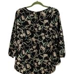 Kaileigh Kaleigh Black Floral Quarter Length Sleeve Blouse Sz M Photo 7