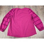 Chico's  Magenta Dark Pink Lace Trim Sleeves Blouse Size 2 - Large Photo 4