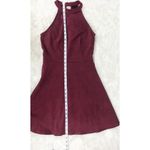 Altar'd State ALTAR"D STATE Burgundy Faux Suede Halter Mini Dress Size Small Sleeveless Fall Photo 12