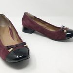 Vionic Daphne Suede Patent Block Heel Bow Low Pump Shoes Merlot Black Burgundy 8 Photo 0