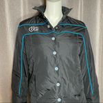 DC Women’s Black Nylon Blue Trim Button Up Jacket Photo 2
