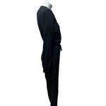 l*space L* Women's Black V-Neck Wrap Jumpsuit Size M Long Sleeve Relaxed Fit Photo 4