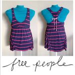 Free People  Vintage Striped Racerback Ribbon Tie Small Navy Photo 1
