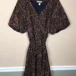Nine West Women’s Cheetah Print Puff Sleeve Button-Up Belted Shirt Dress Photo 0