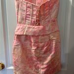 Storia  Pink and Gold Strapless Dress Photo 1