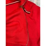 IZOD Red Ribbed Cowl Neck Zip Front Long Sleeve Pullover Top Womens Medium Photo 5