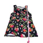 Lands' End Black Red Floral High Neck Tankini Swim Top Size 8 DDD 504536 Photo 5