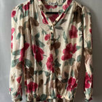 Chloé Chloe Multicolor Floral Blouse - Cream, Red, and Brown Photo 0