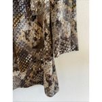 Passports  Brown Snakeskin Snake Print Ruffle Neck Shirt Top Blouse Womens Medium Photo 2