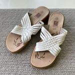 Vintage Faded Glory White Leather Huarache Wood Wedge Sandals Size 8 Photo 3