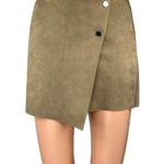 ZARA Beige Brown Faux Suede Asymmetric Button Zipper Mini Wrap Skirt Skort Sz XS Photo 0