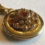 Vintage Gold Tone Avon CZ Citrine Rhinestone Locket Pendant Necklace Photo 10