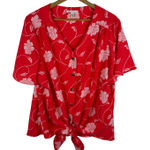 Cato Floral Embroidered Tie Front Blouse Size 18/20W Lightweight Boho Resort Photo 0