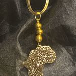 Unisex Stainless Steel Africa Keychain Gold Photo 2