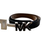 Michael Kors NWT  MK Logo Animal Print Buckle Brown Leather Belt Genuine Leather Photo 1