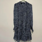 Boden Ruffle Open Back Mini Dress in Blue Quarry Abstract‎ Vine Size 4R Photo 2