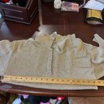 Womens Top Medium Gold Metallic Knit Long Sleeve Collared Pullover Holiday Party Photo 2