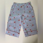 Kate Spade Blue Floral Satin Pajamas Size Large Red Photo 2