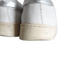 P448 John White Leather Grey Pony Hair Silver Metallic Low Top Sneakers Photo 13