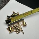Danecraft Sewing Machine Black Enamel Gold Tone With Dangle Charms Brooch Pin Photo 6