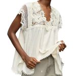 Anthropologie By  V-Neck Cream Lace Women's Top size medium Photo 0