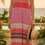 Tommy Bahama  Striped Maxi Dress Size XL Multicolor Beach Resort Comfy Stretch Photo 0