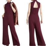 Eva Franco Charley Mock Neck Jumpsuit Maroon Burgundy Anthropologie Small Red Photo 1