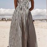 Striped Maxi Dress White Size M Photo 1