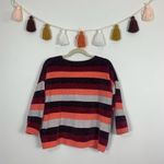 EXPRESS V-Neck Velvet Chenille Striped Knit Sweater Medium Photo 9