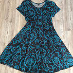 Sami & Jo  Black and Teal Floral Midi Dress Small Petite Photo 0