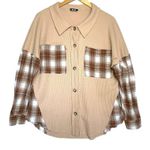 Miss Me  Women’s Button Front Waffle Knit Plaid Patchwork Shirt Small Photo 0