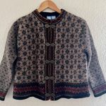 Wool Fair Isle front clasp cardigan Size PL Black Photo 0