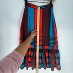 Anthropologie  Eva Franco Flounced Midi Skirt Satin Plaid NWT Size 4 Photo 11