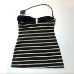 Ralph Lauren BLACK Striped Ring Front Swim Top Size 2 Photo 6