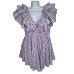ASOS LUXE Plunge Triple Ruffle Romper In Lilac Gingham Organza Worn Once Size 10 Photo 1